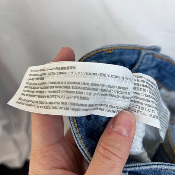 Hollister Patchy Patchwork Flare Leg Denim Jeans Raw Hem High Rise JRS SZ 5R-27 - Picture 8 of 10